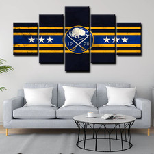 NHL Hockey Sports Team Buffalo Sabres Logo 5 Piece Panel Canvas Wall Art Decor