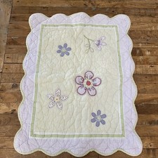 Pottery Barn Kids Quilted Pillow Sham Standard Floral Patchwork Tie Back
