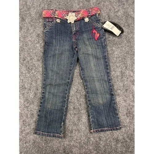 Size 4t Blue Denim Embellished Belt Pink Stitching New