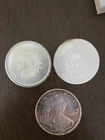 3 Single 1 Troy oz 999 Fine Silver Rounds Circulated Condtion Great Price