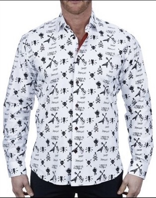 MACeoo Mentality Collection Fibonacci Rock & Roll Shirt Mens 3/M White Skull