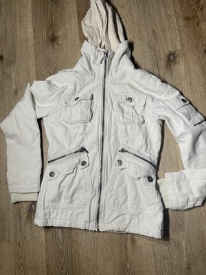 Jack White Hooded Fleece Lined Zip Button Mid-Length Jacket Women's Size S