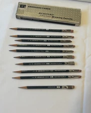 10 Eberhard Faber Microtomic Hi-Density Graphite Pencils + 1/2 Box 2H, H, HB