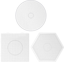 3PCS 5Mm Fuse Beads Boards, Large Clear Pegboards Kits, Hexagon Square Round