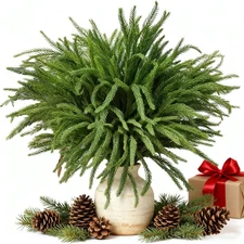 16 Pcs Artificial Norfolk Pine Branches (18 Inch) - Real Touch Faux Greenery ...