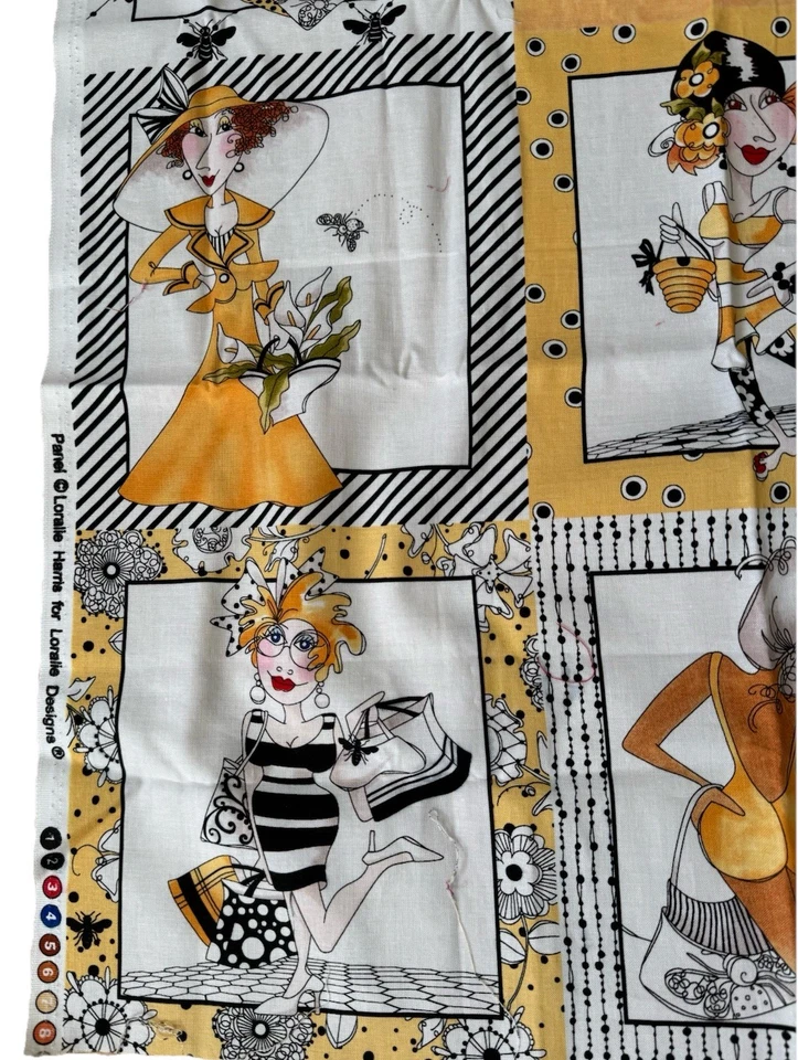 BEE HAPPY panel LORALIE HARRIS Vintage OOP RARE cotton ALL SQUARES NEW  - Image 3 of 4