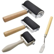 4 Pack Rubber Roller Brayer 3Sizes Scraper Printmaking Ink Applicator Craft Tool