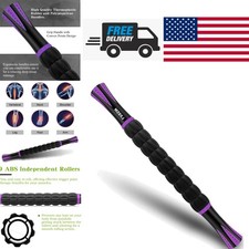 Muscle Roller Massage Stick 18 Inch Purple Black Deep Tissue Pain Relief Tool