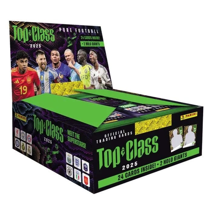 Panini FIFA Top Class 2025 présentoir de 10 fat packs pour collectionneurs de cartes de foot