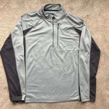 LL Bean 1/4 Zip Base Layer Mens Large Midweight Gray Active Hiking Outdoors