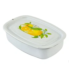 Novomoskovsk Lemon Enamel Kitchen Storage Container Enameled Baking Tray 1.6 qt