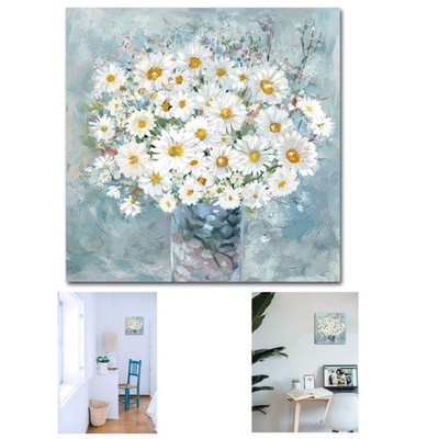 Floral Canvas Wall Art - Waterproof Daisy Print, 12 x 12 for Home Decor