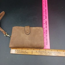 Brown Vegan Leather Suede Style Wristlet Wallet unbranded CC, ID, change, bills