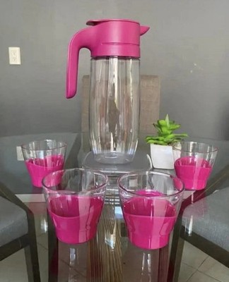 Tupperware Clearly Elegant Pitcher 1.7L and Serving Set Cups 290ml