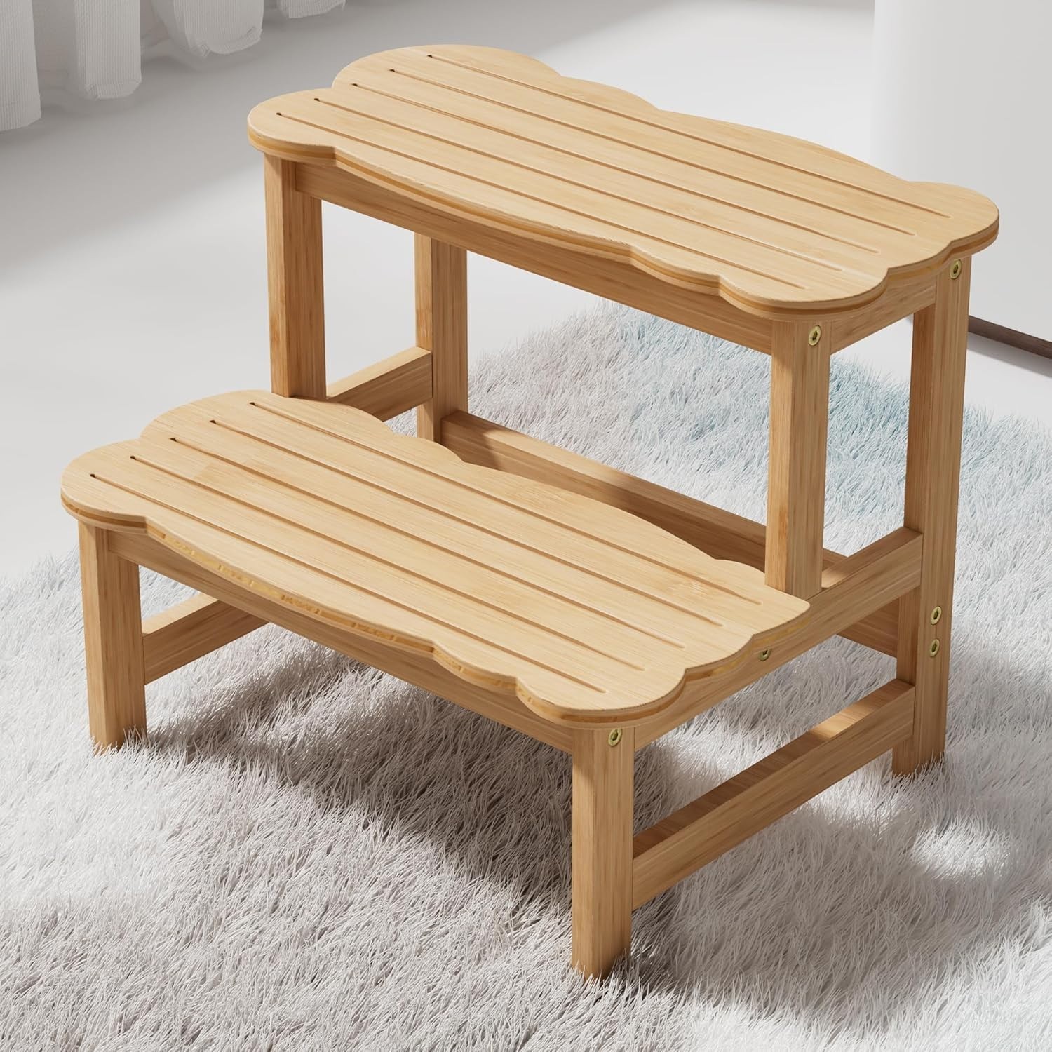 Cosyland Step Stool Kids Wodden Two Step Stools 300lbs Capacity Safety New