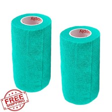 Vet Wrap Tape Teal 2 Pack 3 Inch x 15 Feet Self Adhesive Pet Bandage