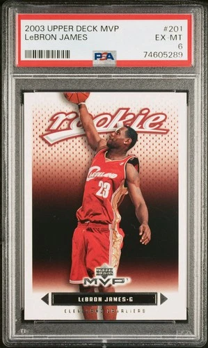 LeBron James Rookie 2003-04 Upper Deck MVP #201 (RC) Basketball Card PSA 6 EX-MT