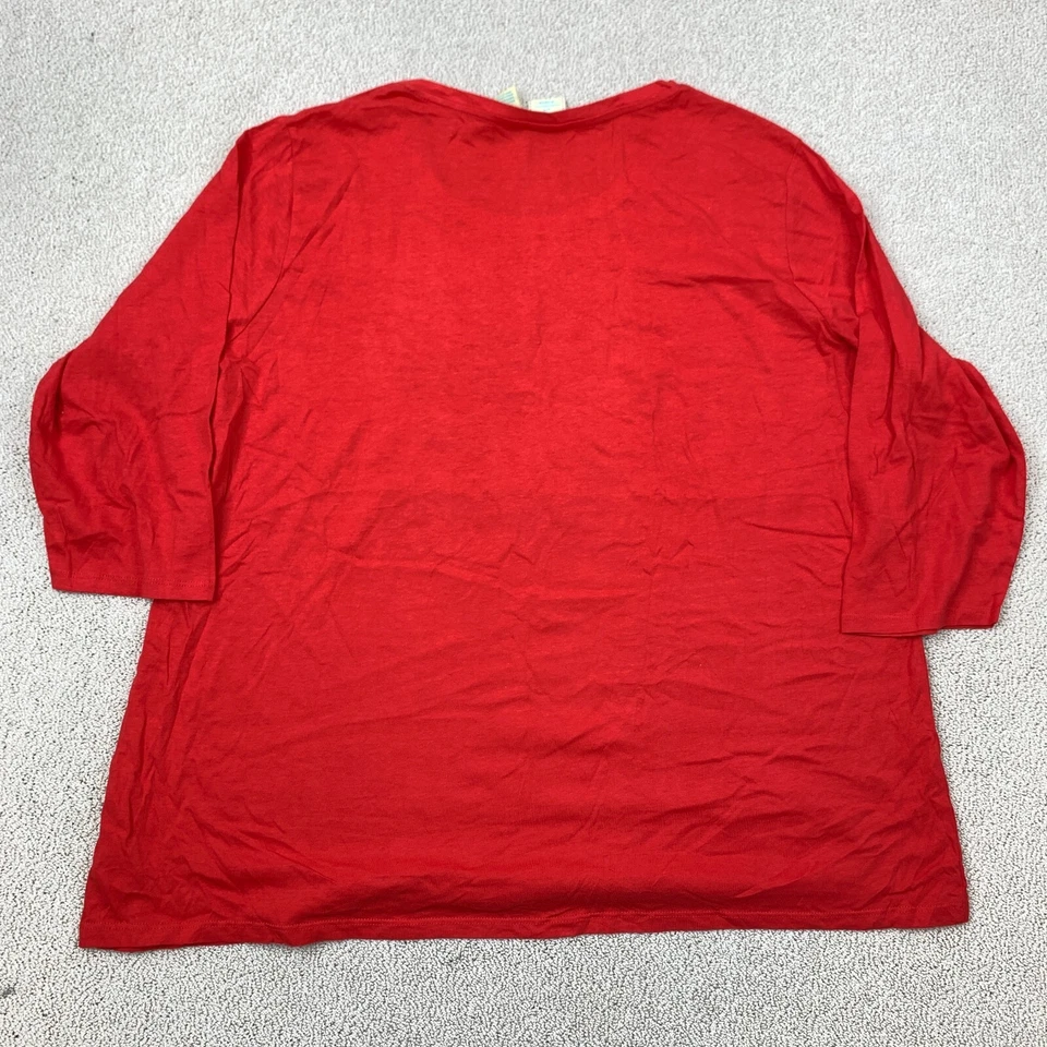 Caribbean Joe Seas and Greetings T-Shirt Women's Plus 3X Red 3/4 Sleeve - Image 4 of 4