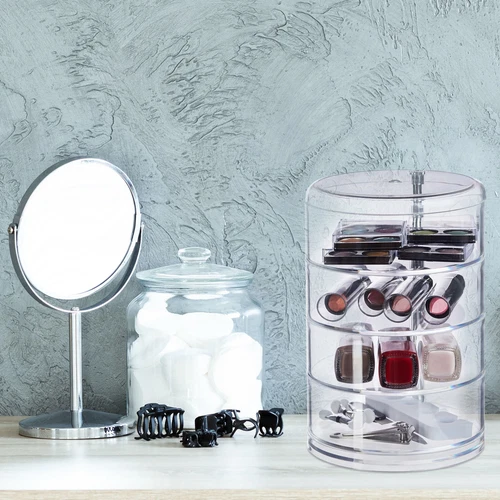 Organizador maquillaje cajón para belleza redondo acrílico estuche de maquillaje - Imagen 2 de 7