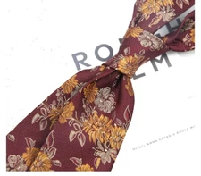 New Classic Floral Red Orange JACQUARD WOVEN 100% Silk Men's Necktie Tie