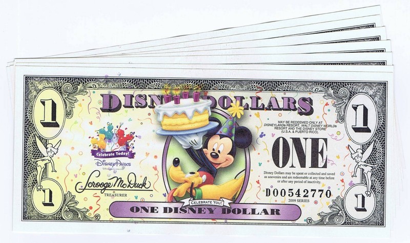 Lot of 7 WDW 2009 $1 D CONSECUTIVELY NUMBERED MINT Mickey Disney Dollars Dollars