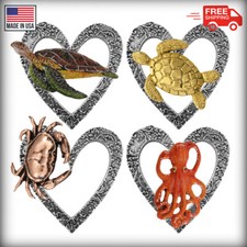 I love Sea Life, Octopus, Sea Turtle, Crab Heart Lapel Pin Brooch, Made in USA