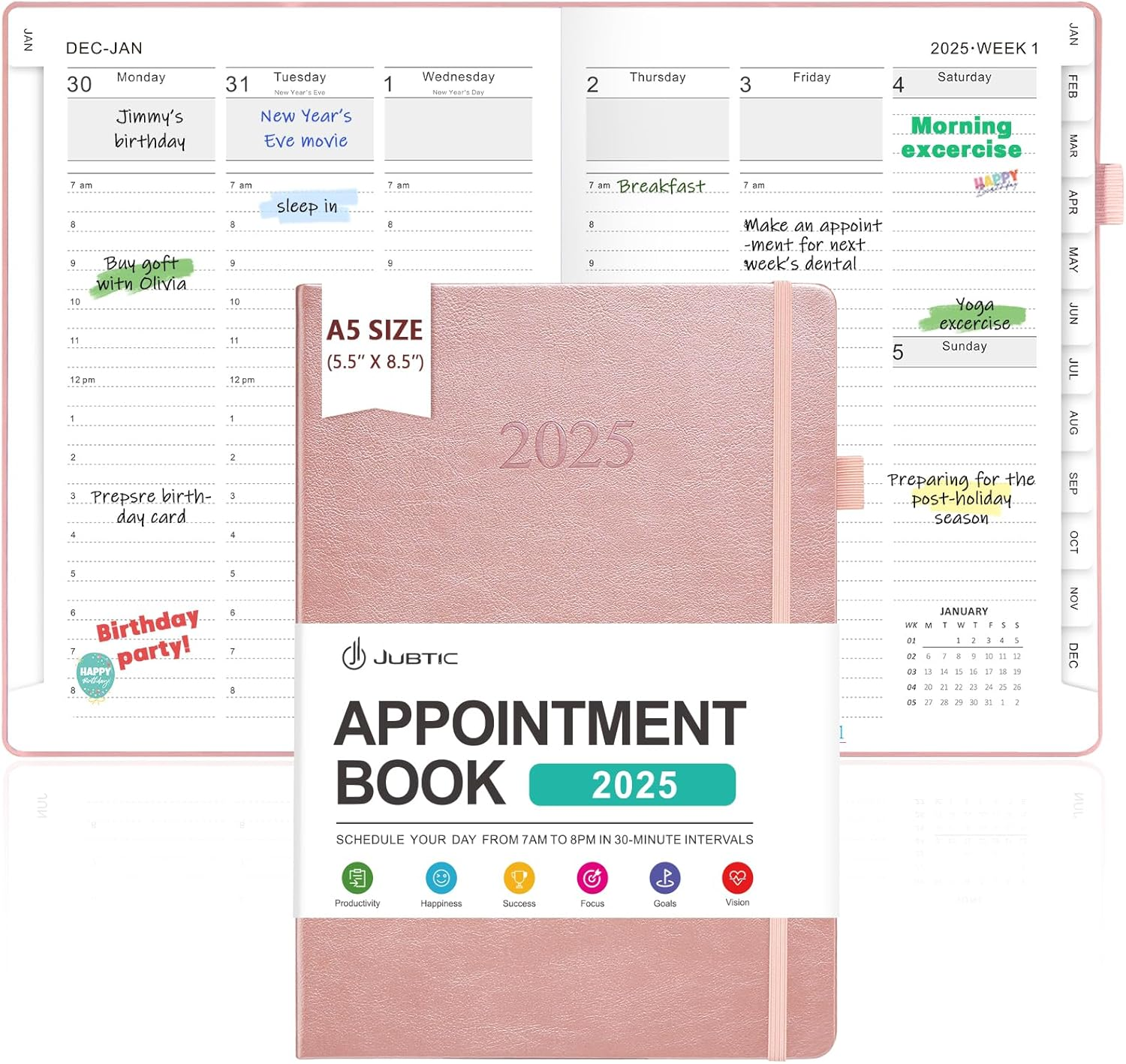 Appointment Book 2025, Daily Weekly and Monthly Planner from Jan 2025 - Dec 2025