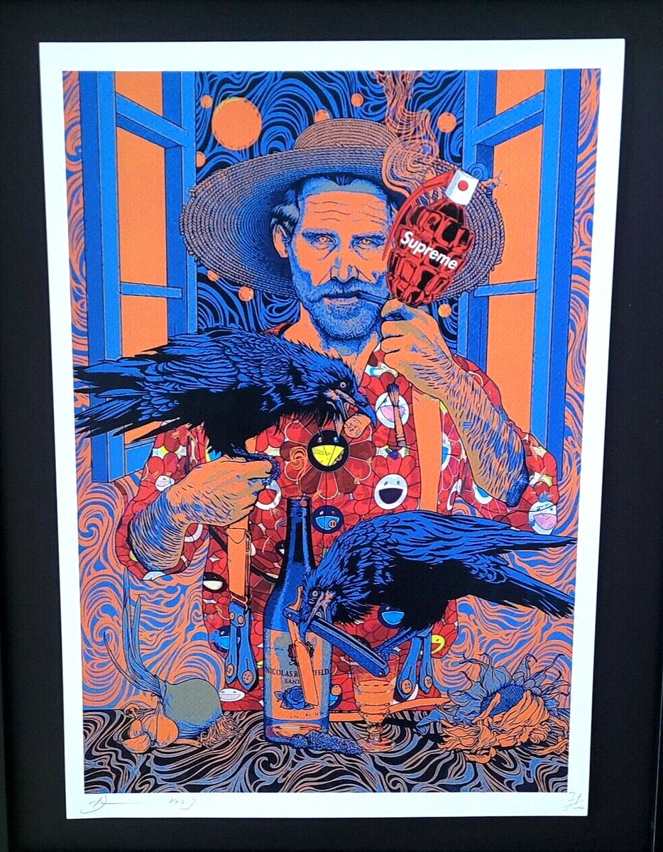 Death NYC Large Framed 16x20in Pop Art Certified Graffiti Murakami
