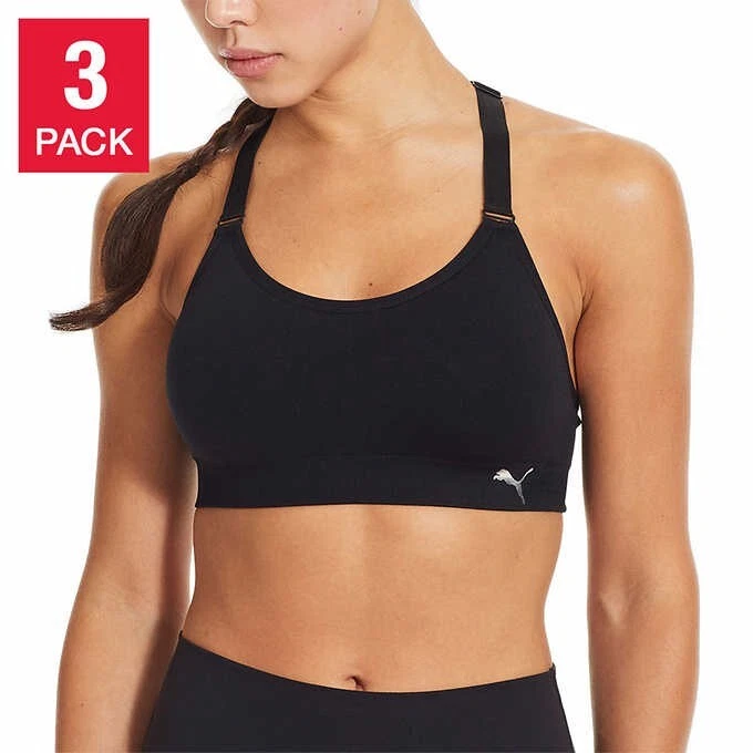 NEW!!! Puma Women's 3-Pack Performance Seamless Sports Bra & Size Large