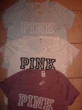 VICTORIAS SECRET PINK "PINK" VNECK "SUPER SOFT" TEESHIRT NWT
