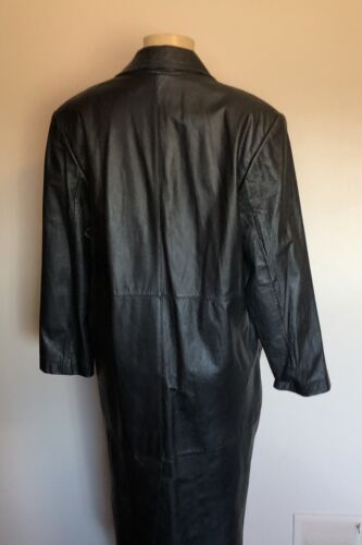 Women's Charles Klein Genuine Leather Long Black Double Breasted Coat MEDIUM - Picture 6 of 15