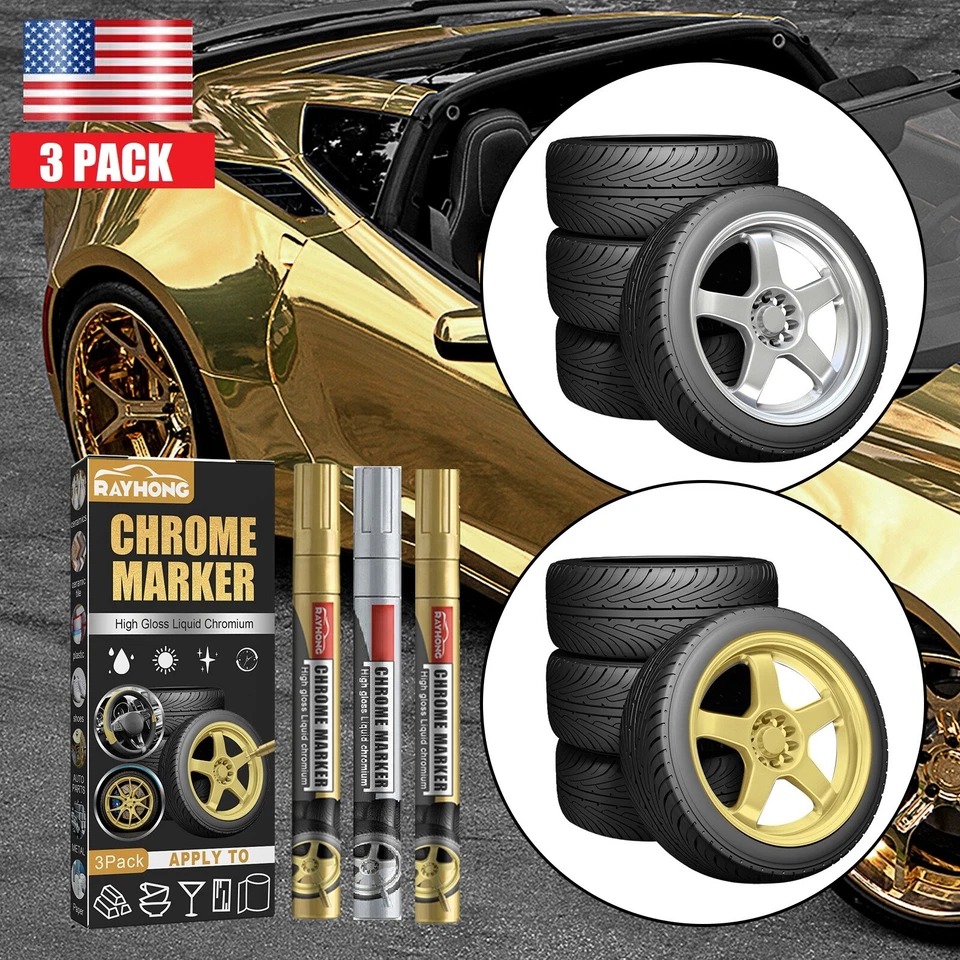 Juego de 6 rotuladores cromados espejo líquido hágalo usted mismo bolígrafo de pintura para automóvil bolígrafos enchapados en metal EE. UU. Foto 3 de 4