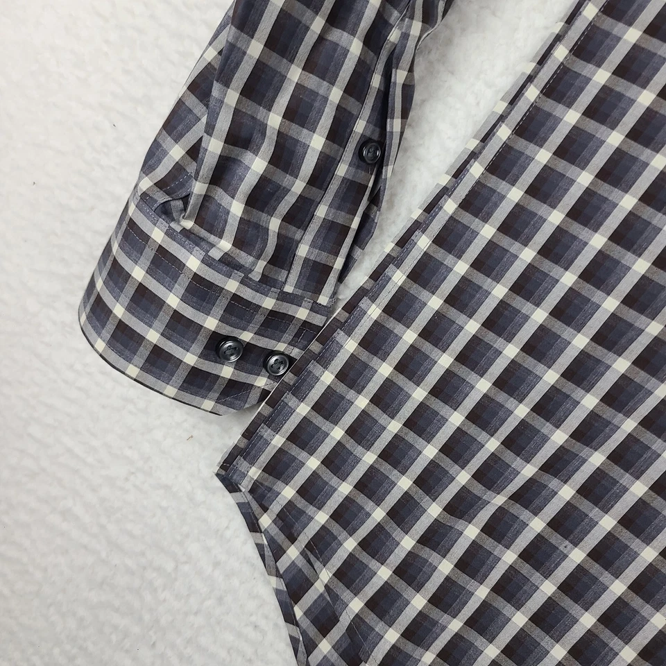 Camisa Joseph Abboud Para Hombres 2XL XXL Púrpura Gris Oscuro A Cuadros Sin Hierro Vestido Abotonado Foto 2 de 4