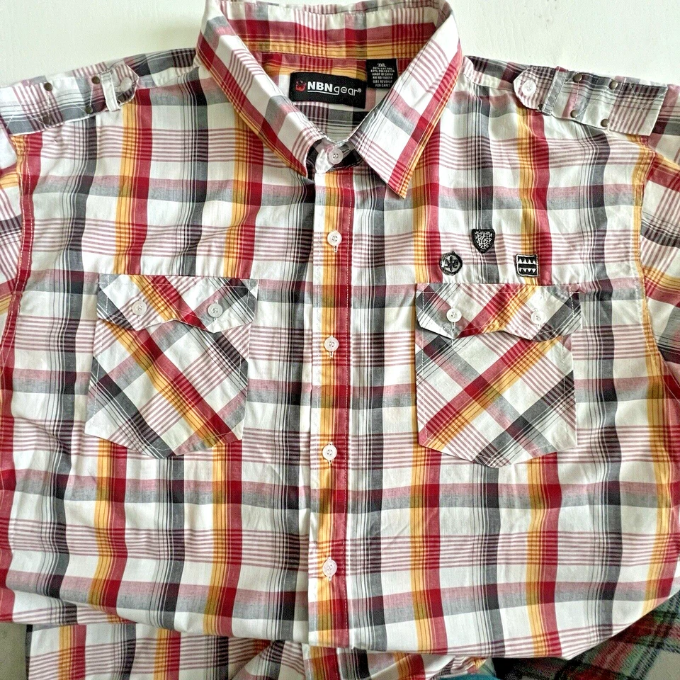 Camisa masculina NBN Gear 3XL 3XXX xadrez preppy casual y2k Gorpcore hipster costeira - Imagem 2 de 4