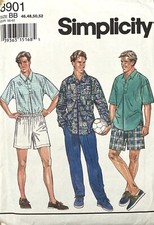 Simplicity 8901 Men s Shirt Pants Shorts Pattern Size 46-52 Uncut