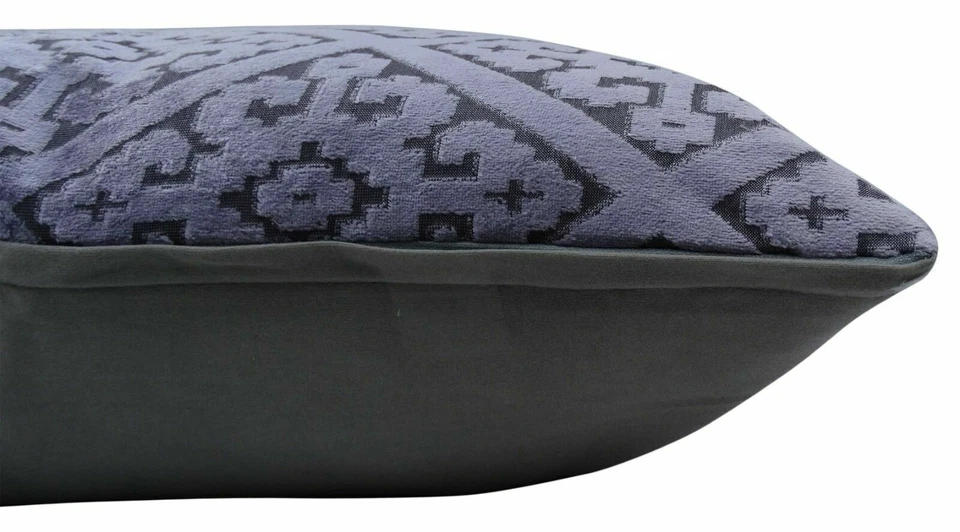 Set of 4 Large Cushion Covers Velour Velvet Damask Diamond Mauve 21"x21" Soft - Image 4 of 4