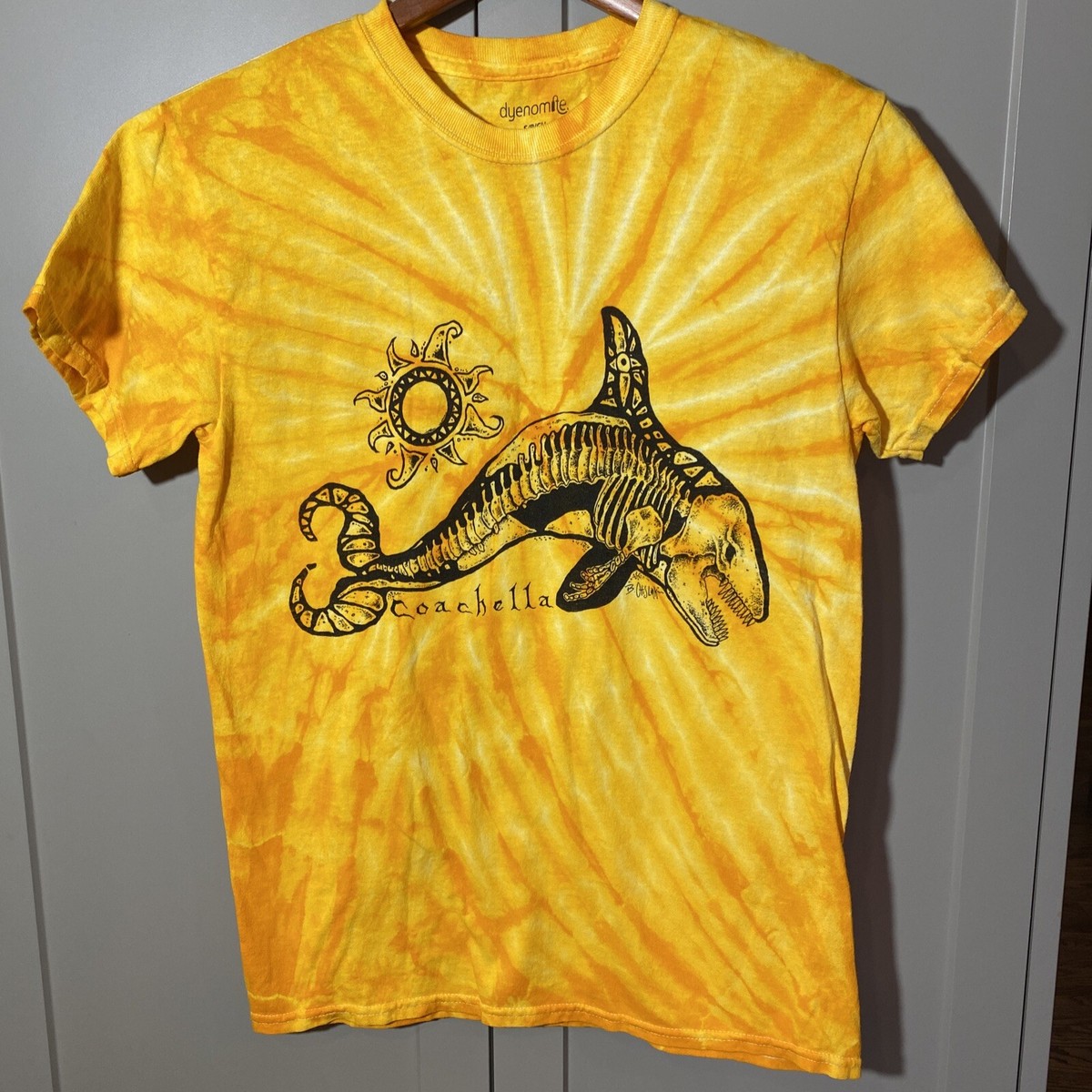 Coachella tie dyed Bad B. Otis Link T-shirt size S S/P/CH Yellow 