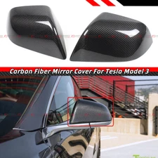 For 17-2025 Tesla Model 3 Direct Add-on Real Carbon Fiber Side Mirror Covers Cap