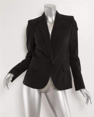 KAUFMANFRANCO Womens Black Fitted Structure Crystal-Lined Blazer Jacket 6-42 NEW