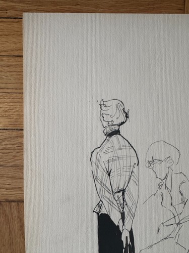Rare Original Vintage Fashion Illustration Vogue 1950's Pen Ink OOAK 12 x 17 - Picture 2 of 10