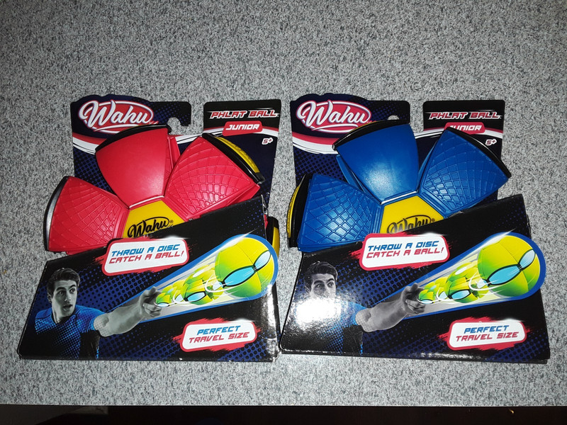Lot of 2 Wahu Phlat Ball Jr Throw a Disc Catch a Ball Ages 5+ Red & Blue Bundle