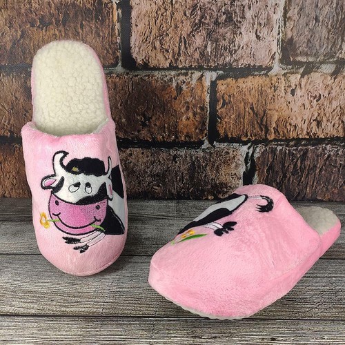 Damen Hausschuhe Lustige mit Kuh Pantoffeln Plüsch Kuschelige Slippers