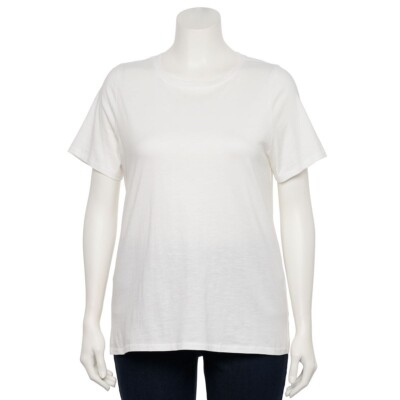 New Sonoma The Everyday Tee White Crew Neck Short Sleeve Tee Shirt Plus 4X