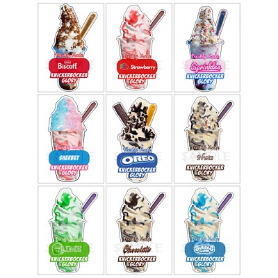 Eiswagen Aufkleber Knickerbocker Glory Eisbecher Aromen Decal Glanz Sticker