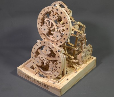 Kinetic Art Marble Machine Rolling Ball Sculpture - Circle World