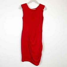 Zara Collection Red Sleeveless Drape Front Sheath Dress Size Medium