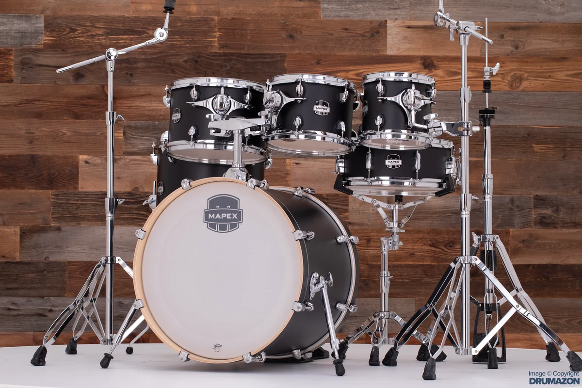 MAPEX MARS MAPLE 6 PIECE FUSION KIT MATTE BLACK COMES WITH FREE 8 TOM