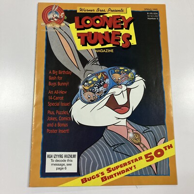 LOONEY TUNES MAGAZINE #2 BUGS BUNNY DC COMICS Spring 1990 NM Never Read