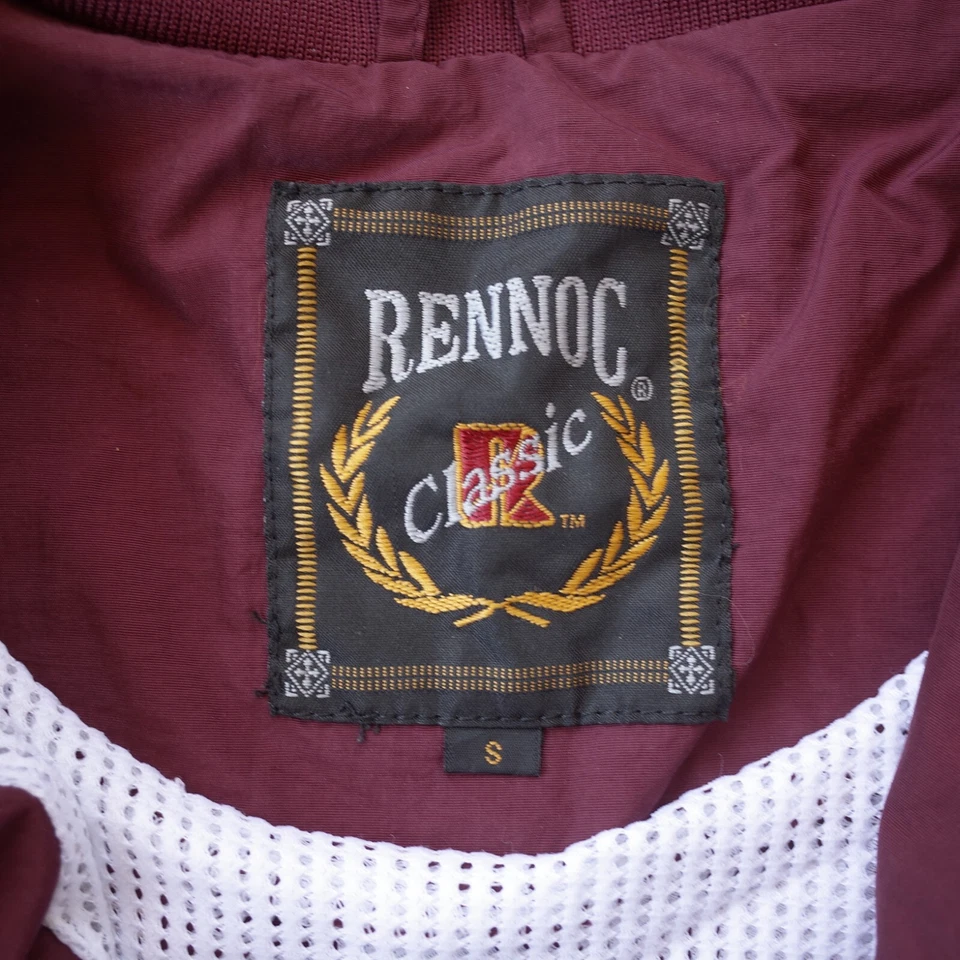 Chaqueta cortavientos Rennoc clásica granate a rayas cuarto de cremallera vintage talla pequeña Foto 4 de 4