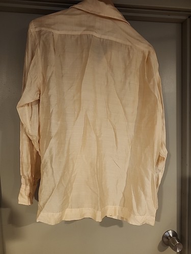 Schiaparelli Vintage Mens Long Sleeve Button Down Shirt Cream 1950s - Picture 11 of 14